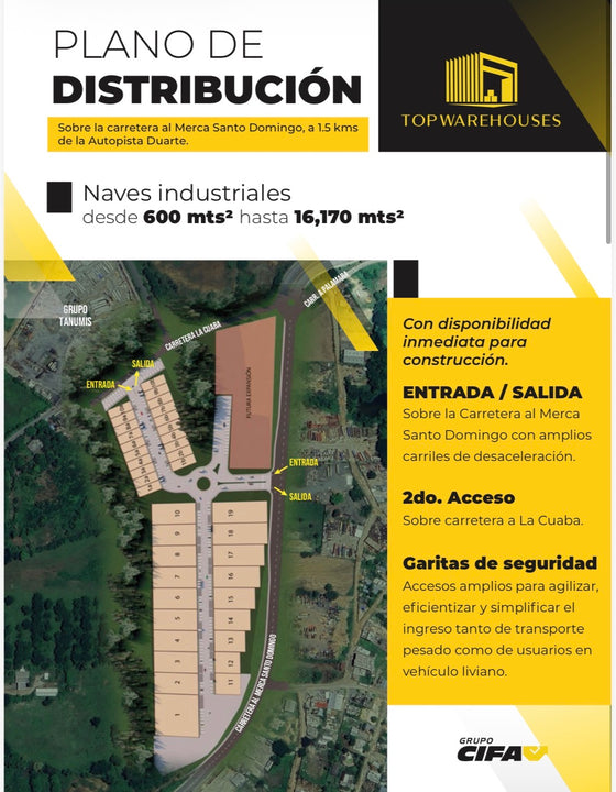 Venta de Naves Industriales y Logísticas – Desde 600 m² TOP WAREHOUSES Nuevo | Carretera al Merca, Santo Domingo