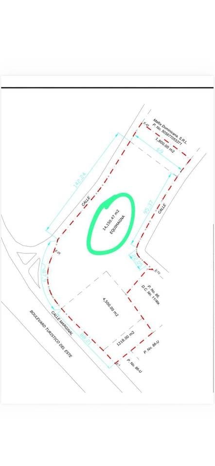 Terreno en venta de esquina 14,150.47 m² comercial, hotelera y residencial – Boulevard Turístico del Este, Bávaro – Punta Cana