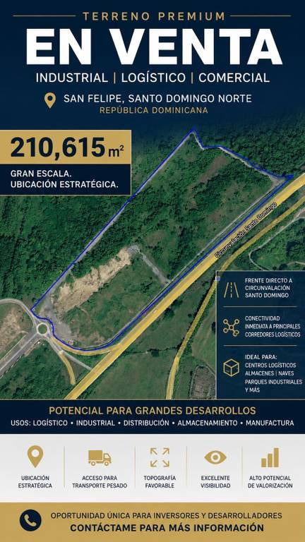 Terreno Industrial y Logístico en Venta | 210,615 m² con Frente Estratégico a Circunvalación Santo Domingo