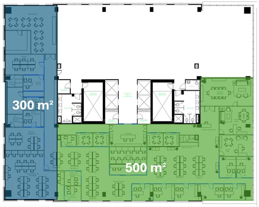 Oficina corporativa Clase A adecuada 500 m² en Alquiler Piantini, Santo Domingo