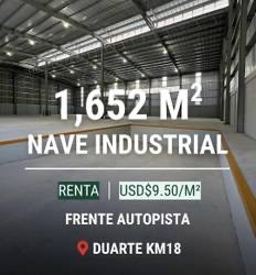Alquiler | Nave Industrial de 1,652 m² | Autopista Duarte Km 18 | Santo Domingo