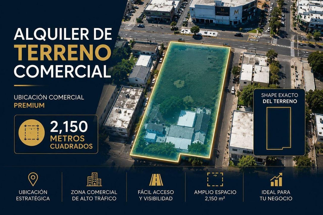 Terreno Comercial en Alquiler | 2,150 m² | Av. 27 de Febrero de esquina | Santo