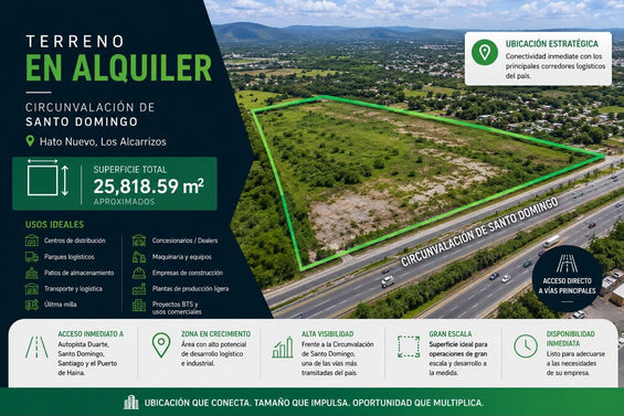 Terreno en Alquiler | La Guayiga / Circunvalación de Santo Domingo | 25,818.59 m²